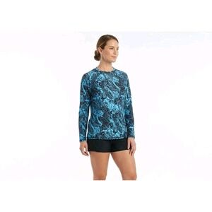 Halcurt Women's Long Sleeve Rash‎ Guard Swim Shirt with Built in Bra 3X